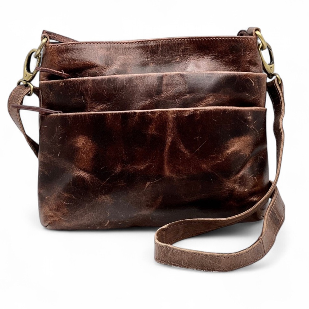 Vintage Brown Distressed Leather Messenger Bag